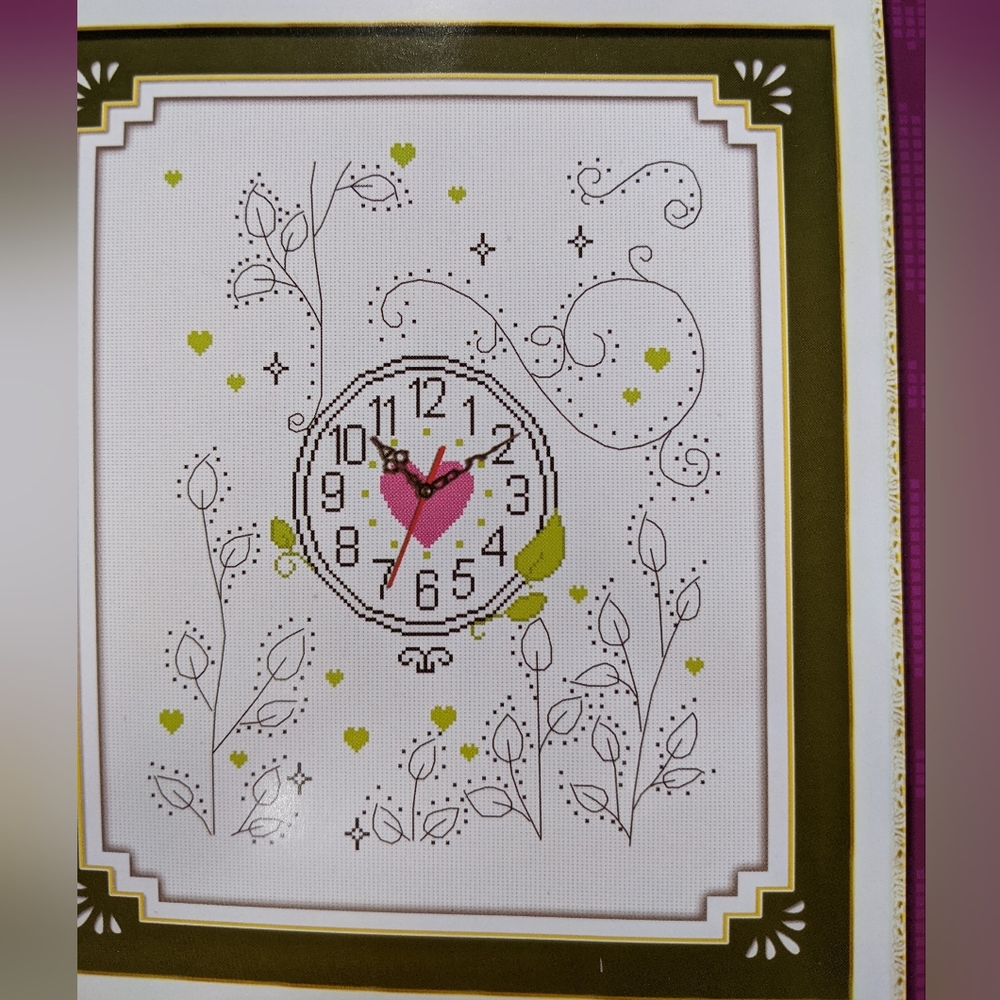 Cross Stitch Kit - 'Heart & Clock' Design - Picture 2 of 4